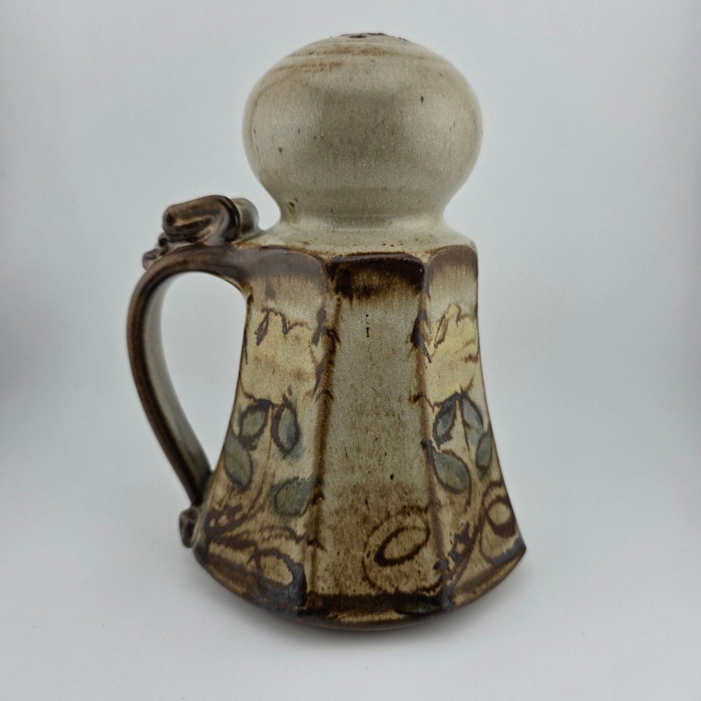 Vintage Ceramic Salt‎ Pepper Shaker Mug Handle Floral Design Handcrafted